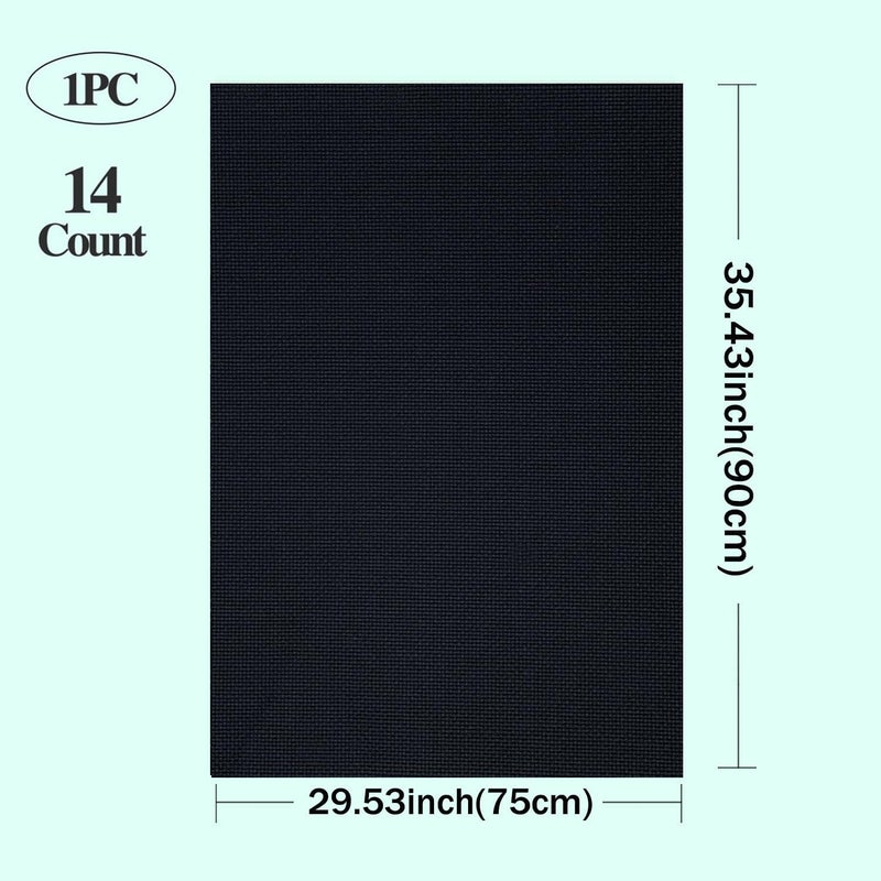 Zhenqing 14 Count Black Aida Cloth Cross Stitch Fabric - Extra Large 30x35 inch (75x90cm) - 100% Cotton for Big Embroidery Projects - Image 2